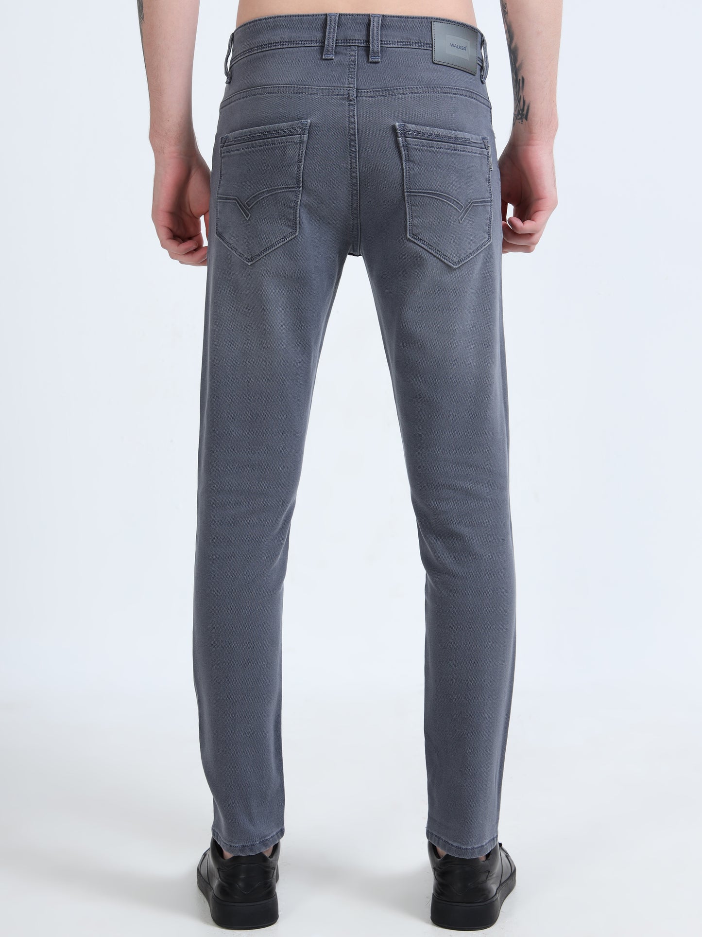 Men Stone Grey Ankle Fit Jeans