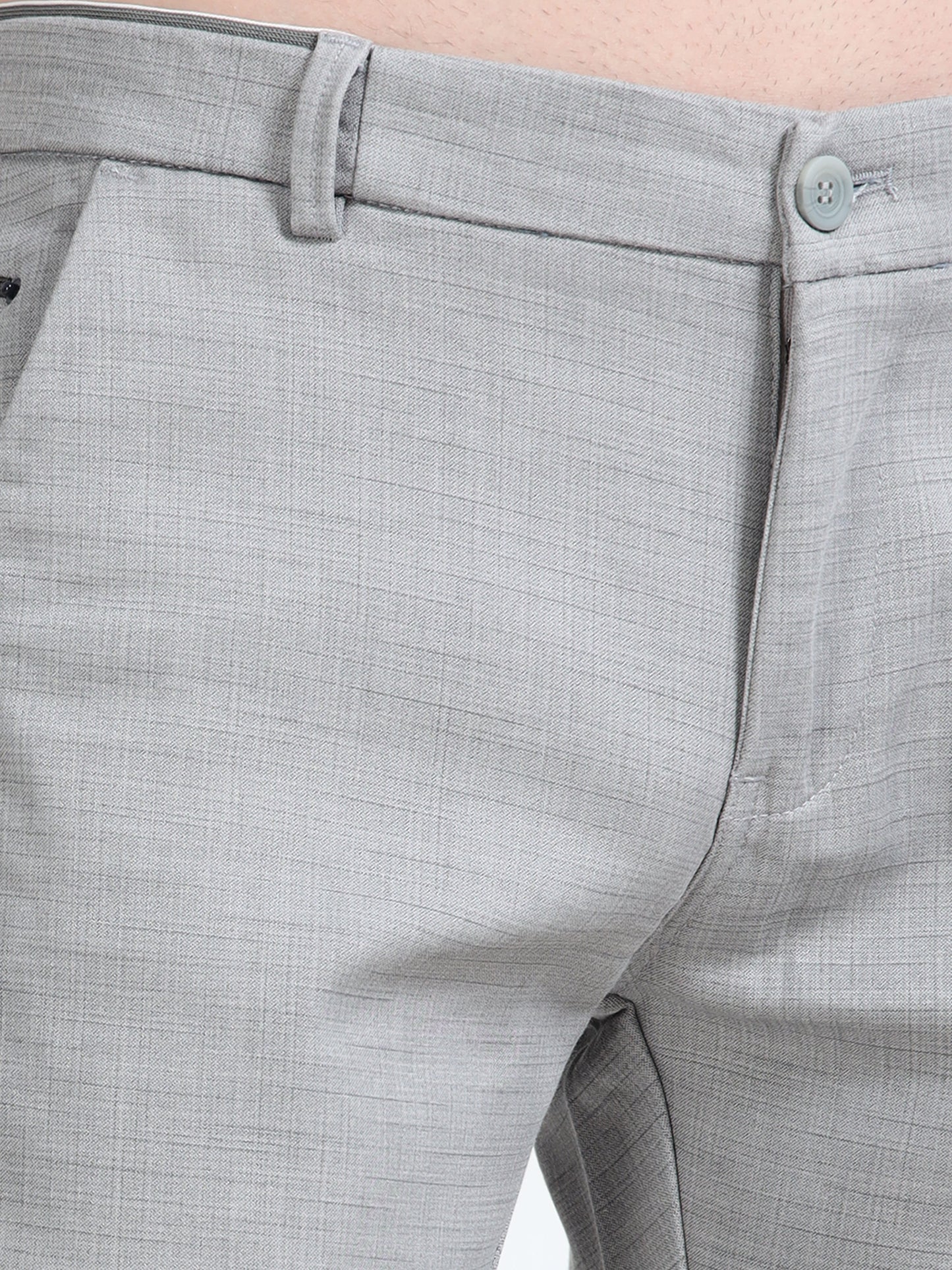 Mens Light Grey Printed Casual Trouser
