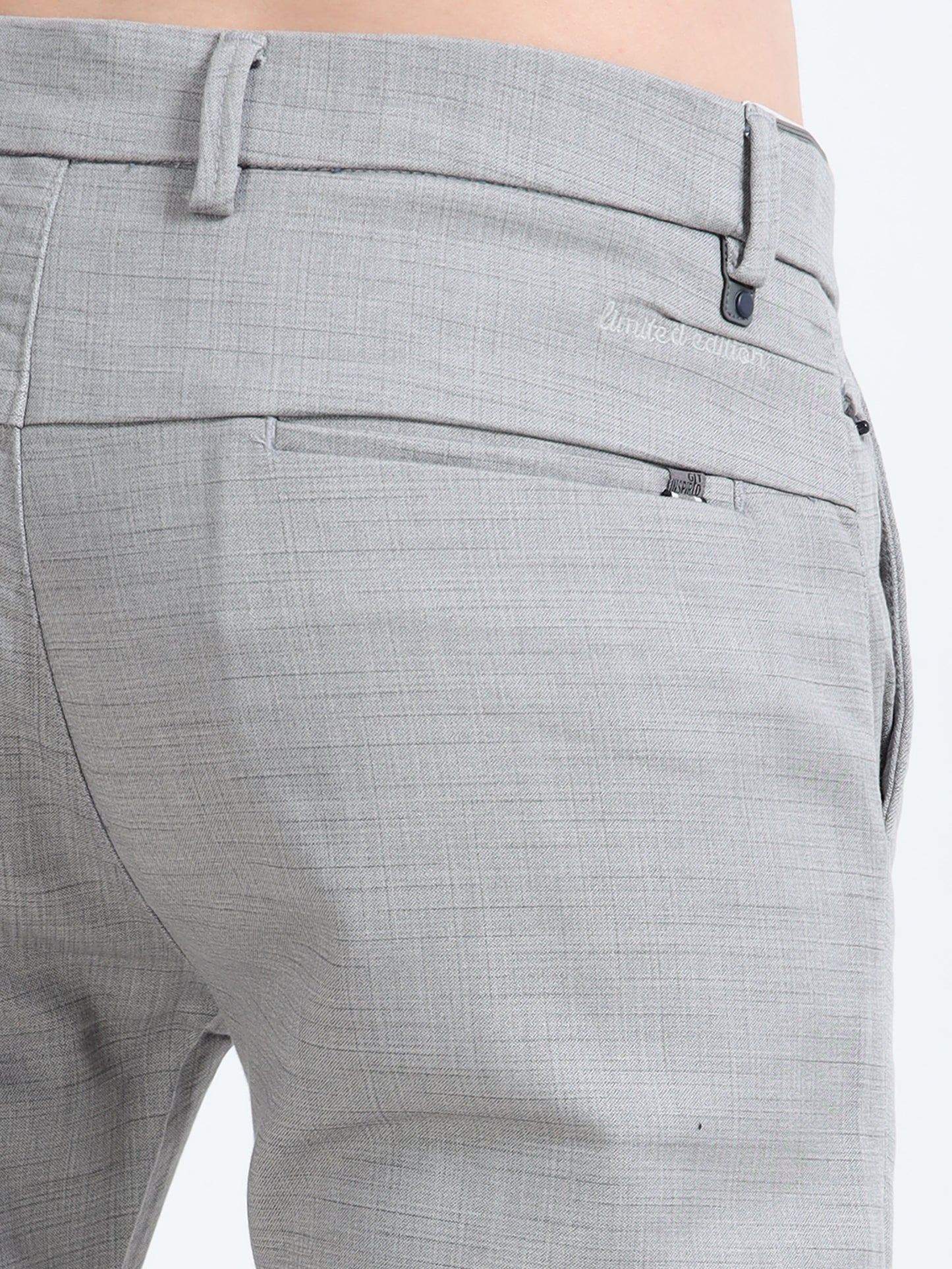 Mens Light Grey Printed Casual Trouser