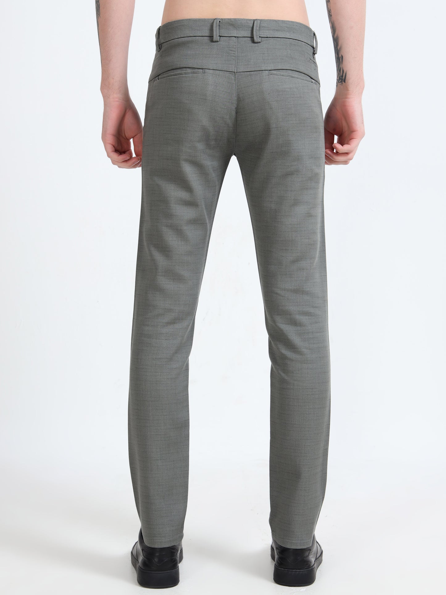 Mens Light Olive Printed Casual Trousers