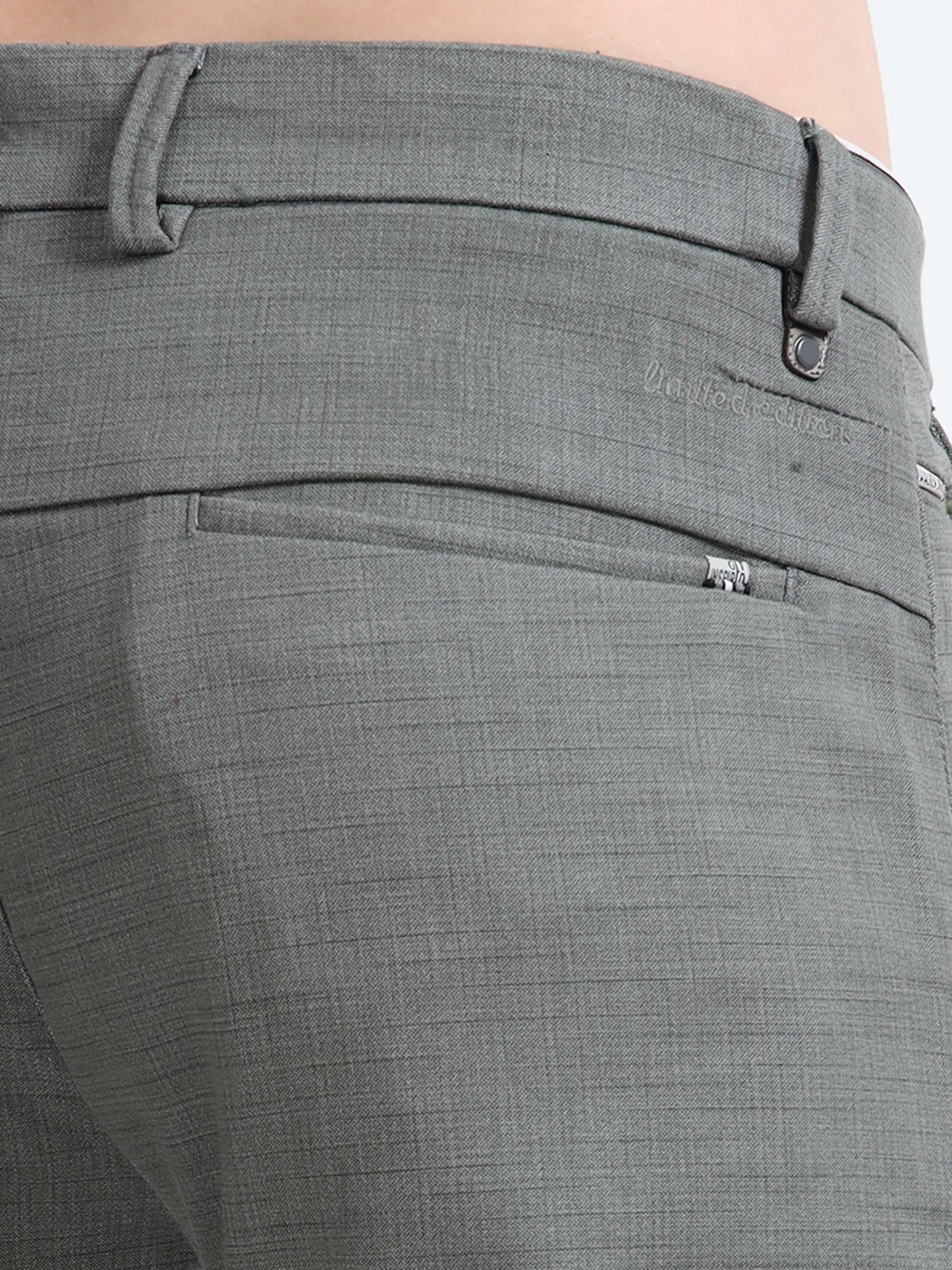 Mens Light Olive Printed Casual Trousers