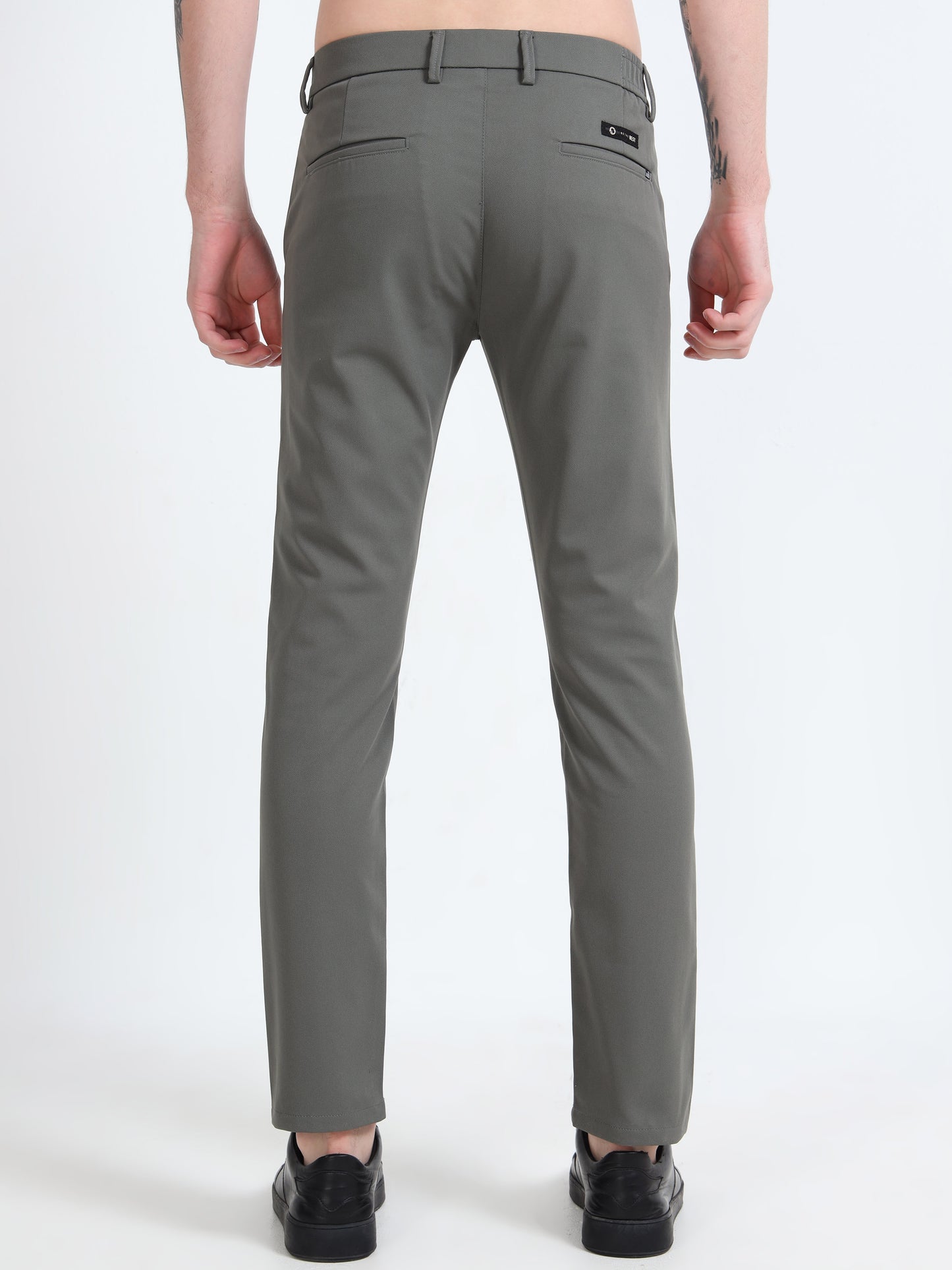 Mens Light Olive Printed Casual Trousers
