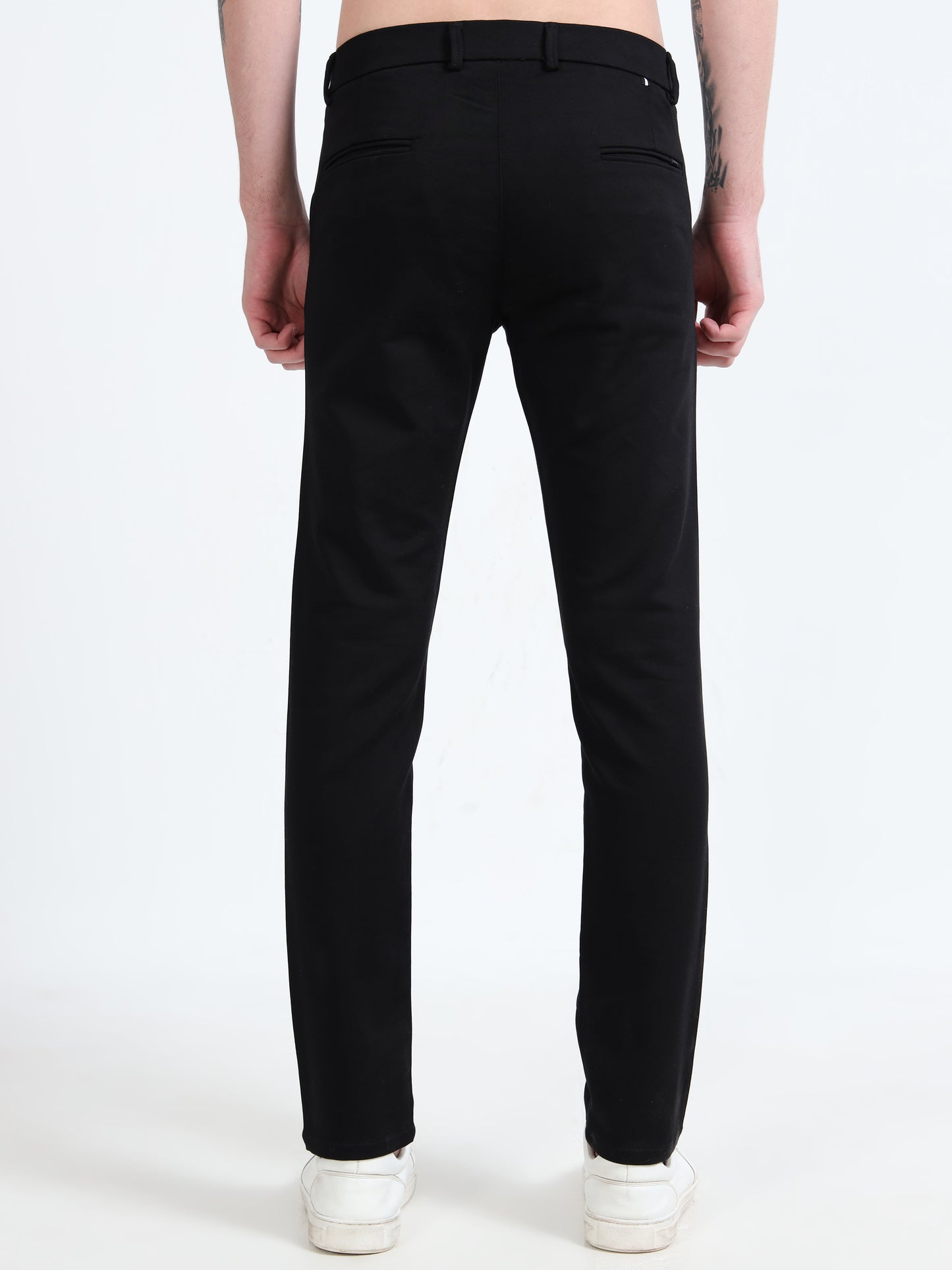Men Navy Printed Ankle Fit Casual Trouser