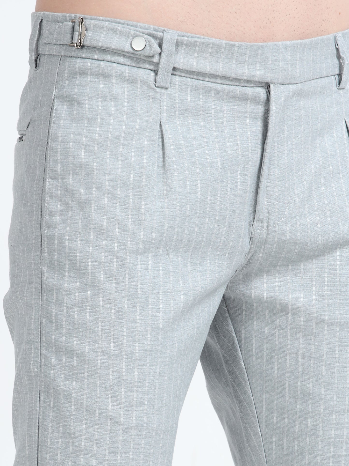 Mens Light Grey Printed Casual Trouser