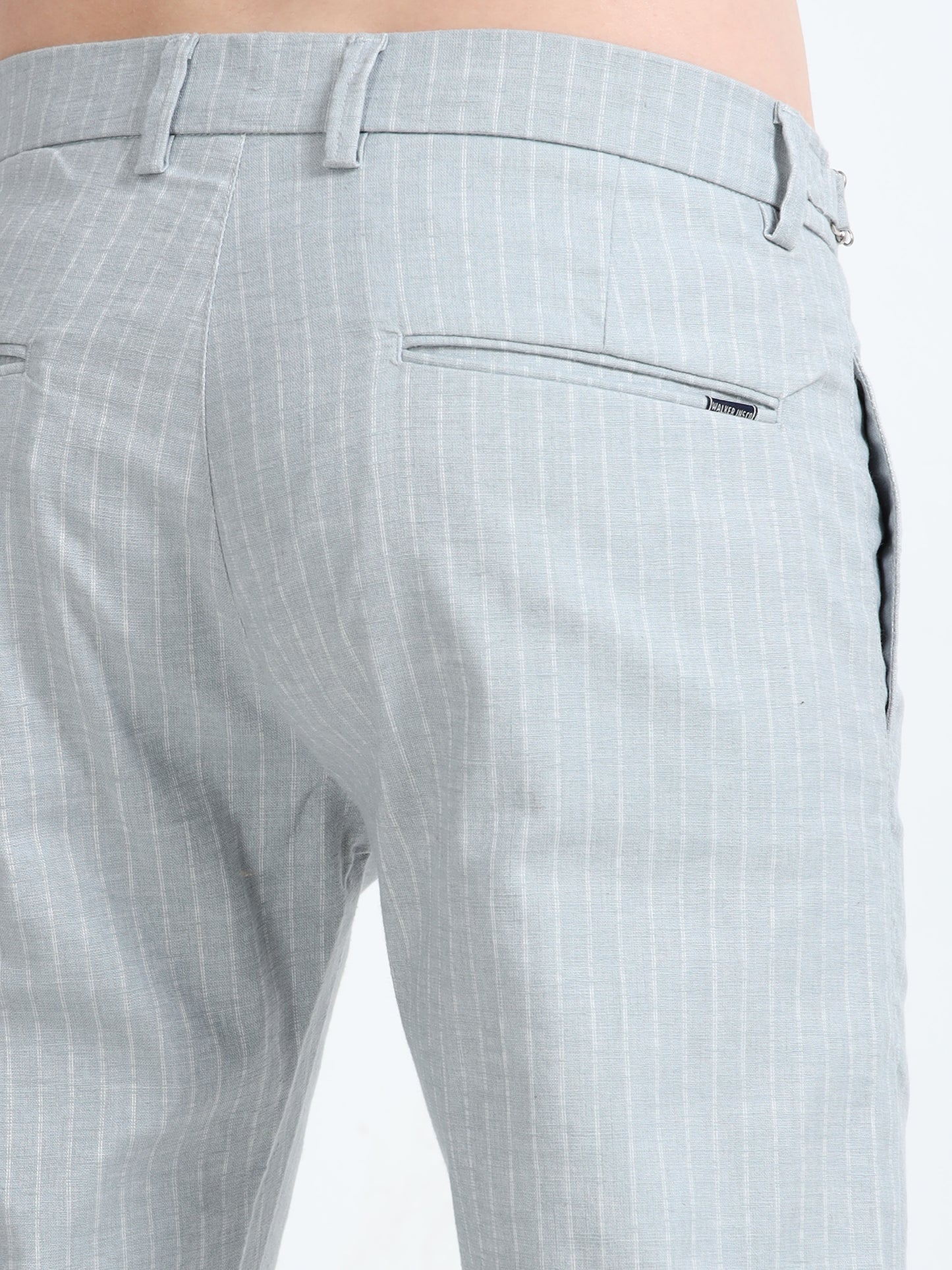 Mens Light Grey Printed Casual Trouser