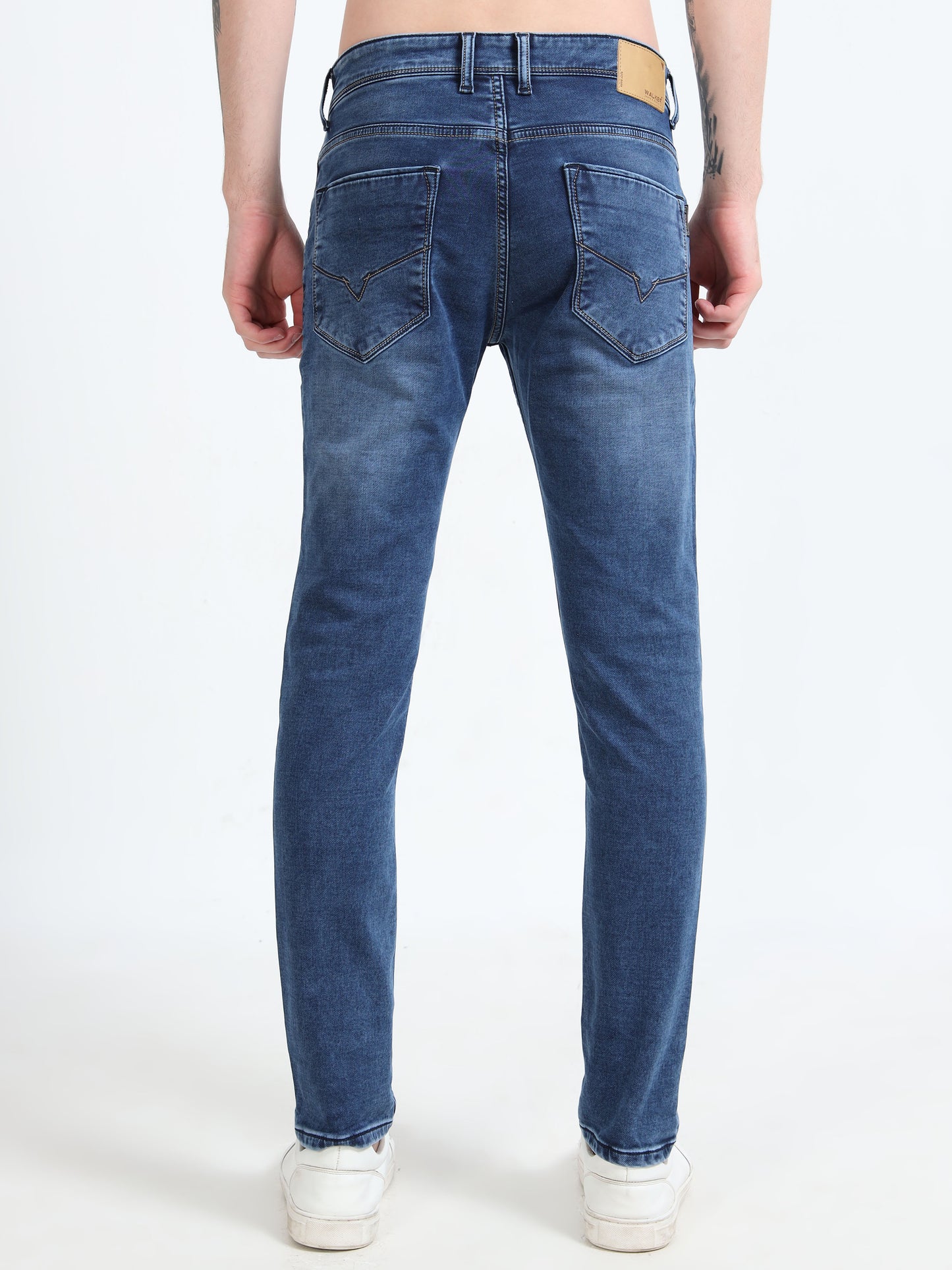 Navy Light Washed Ankle Fit Denim