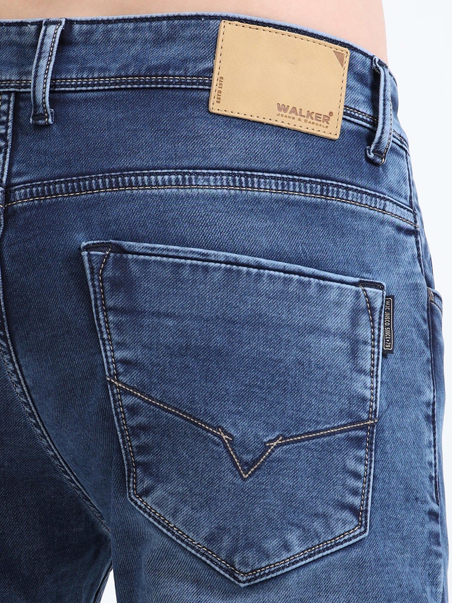 Navy Light Washed Ankle Fit Denim