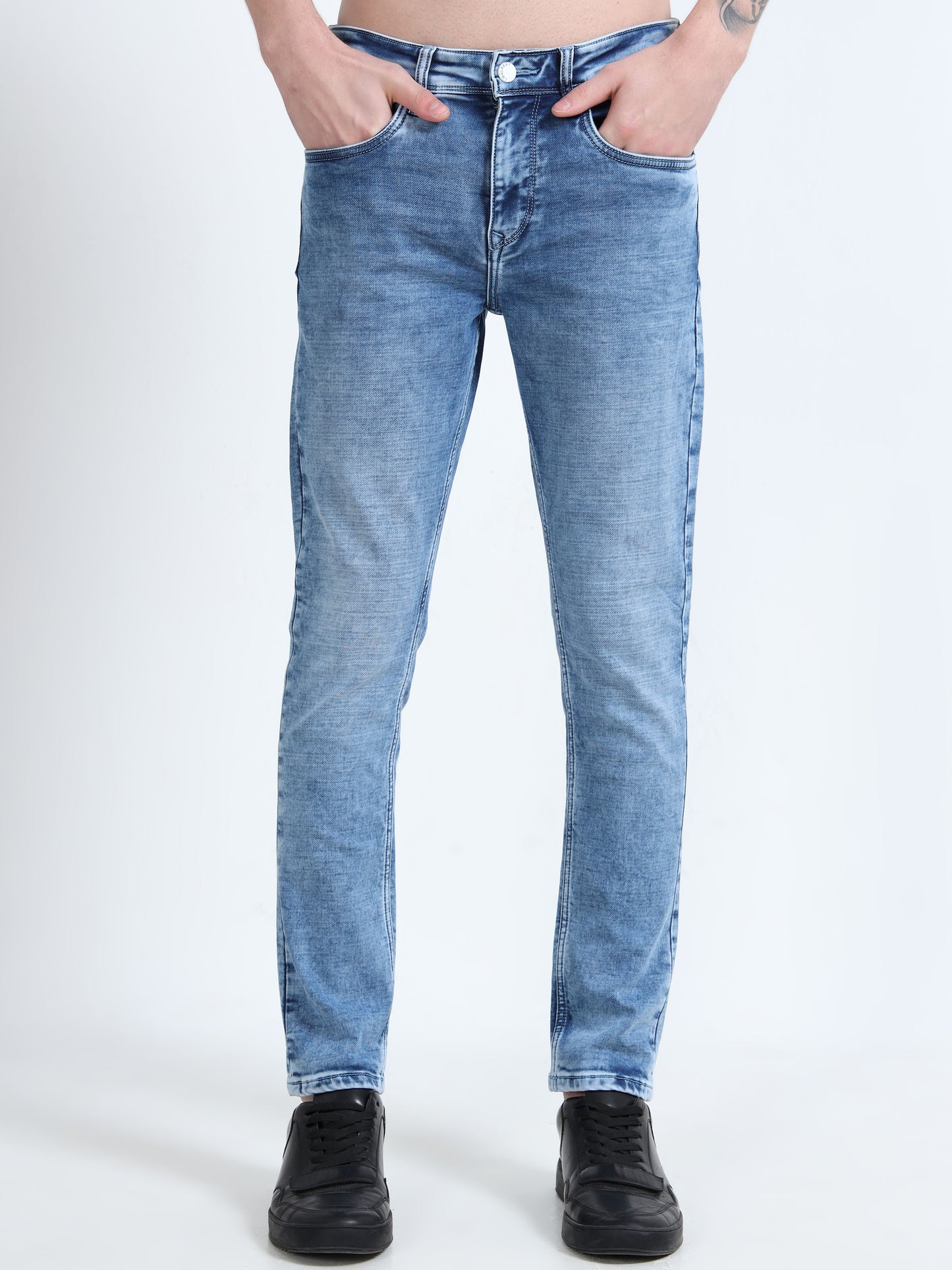 Men Frost Blue Relaxed Denim Ankle Jeans