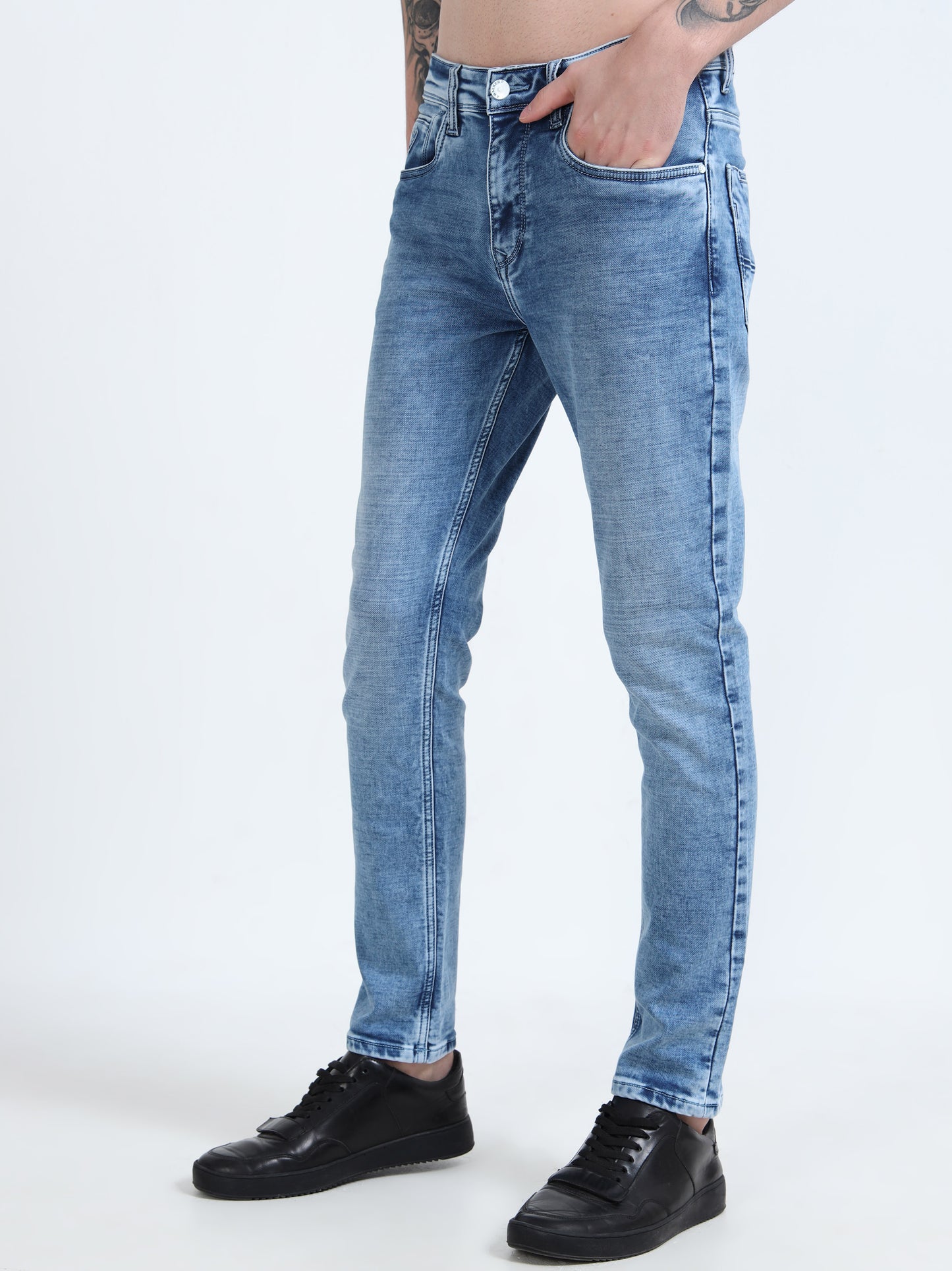 Men Frost Blue Relaxed Denim Ankle Jeans