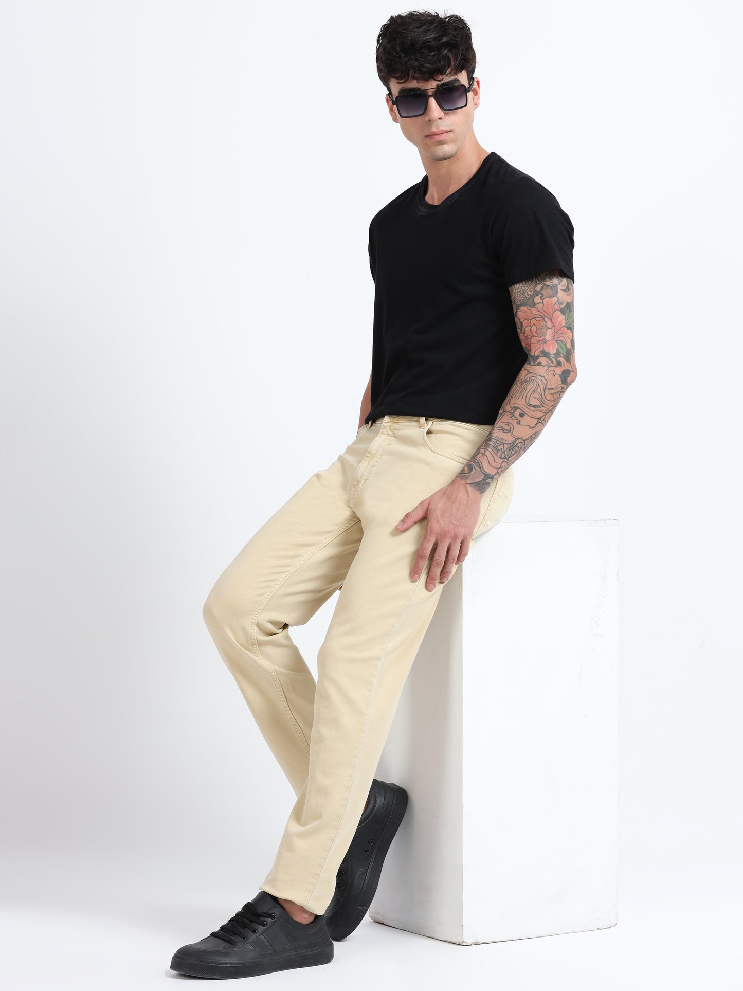 Sand Beige Comfort Fit Jeans