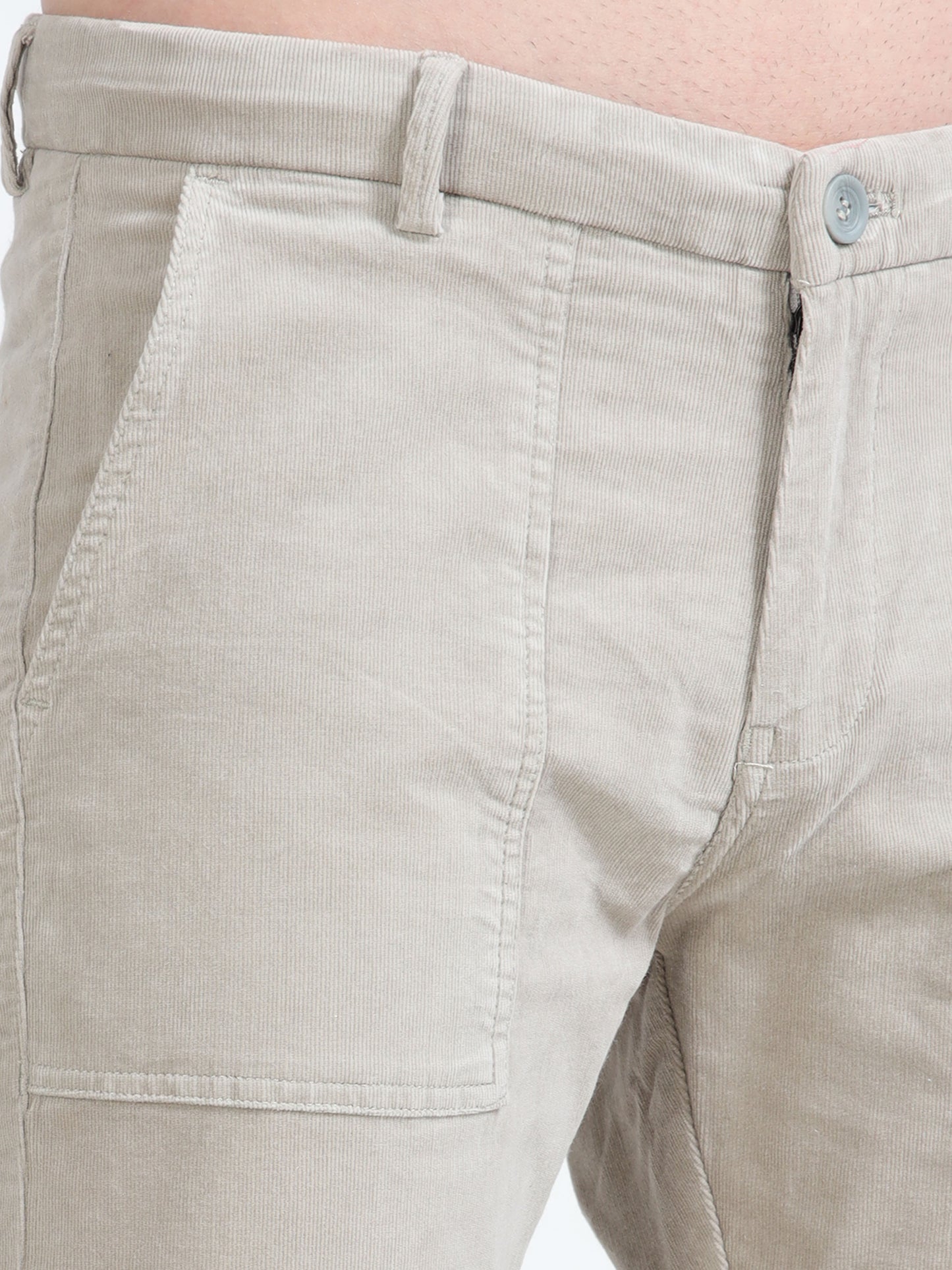 Men Beige Printed Ankle Fit Casual Trousers