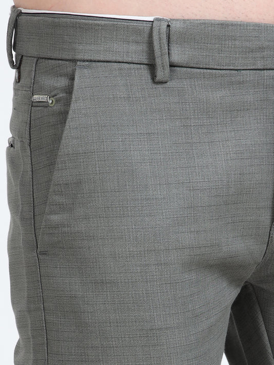 Mens Light Olive  Printed Casual Trousers