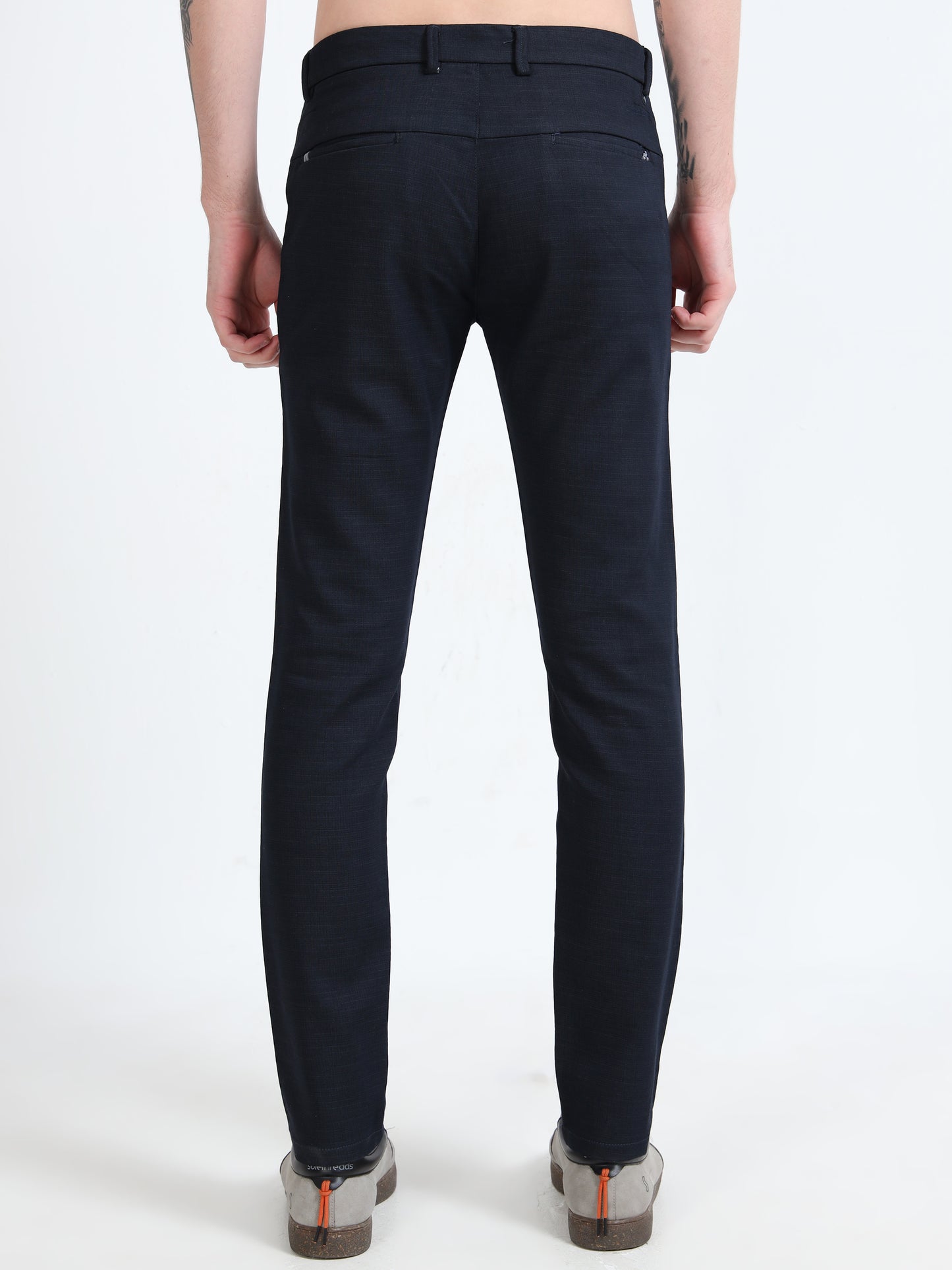 Mens Black  Printed Lycra Casual Trouser