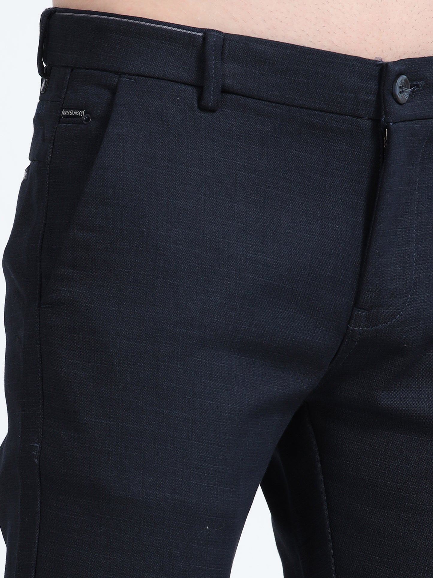 Mens Black  Printed Lycra Casual Trouser