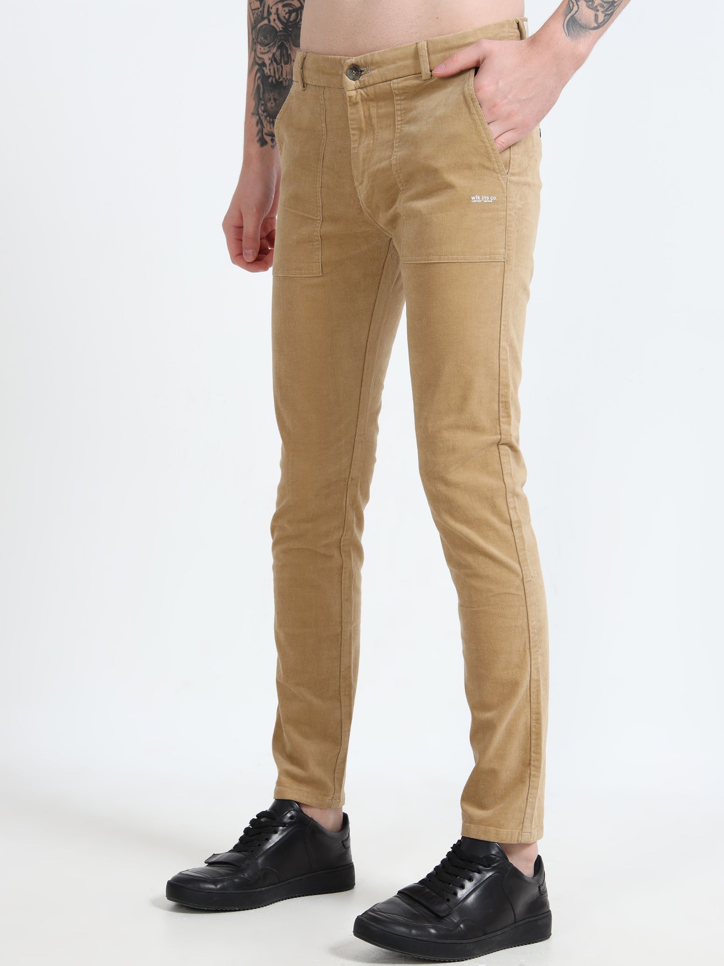 Men Gold Printed Ankle Fit Casual Trousers