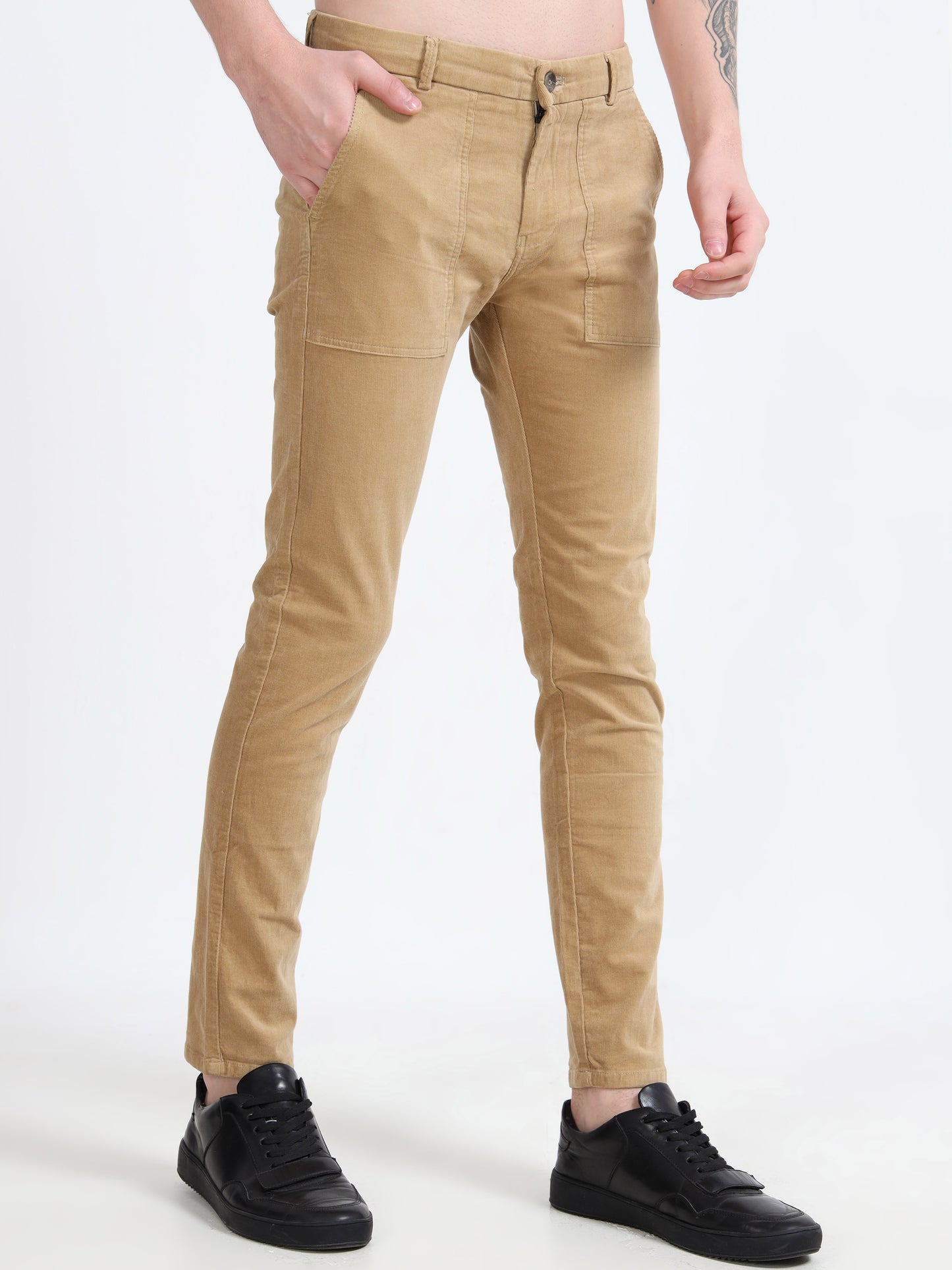 Men Gold Printed Ankle Fit Casual Trousers