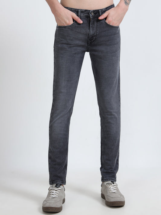 Heavy Fade Black Mid Rise Ankle Fit Denim