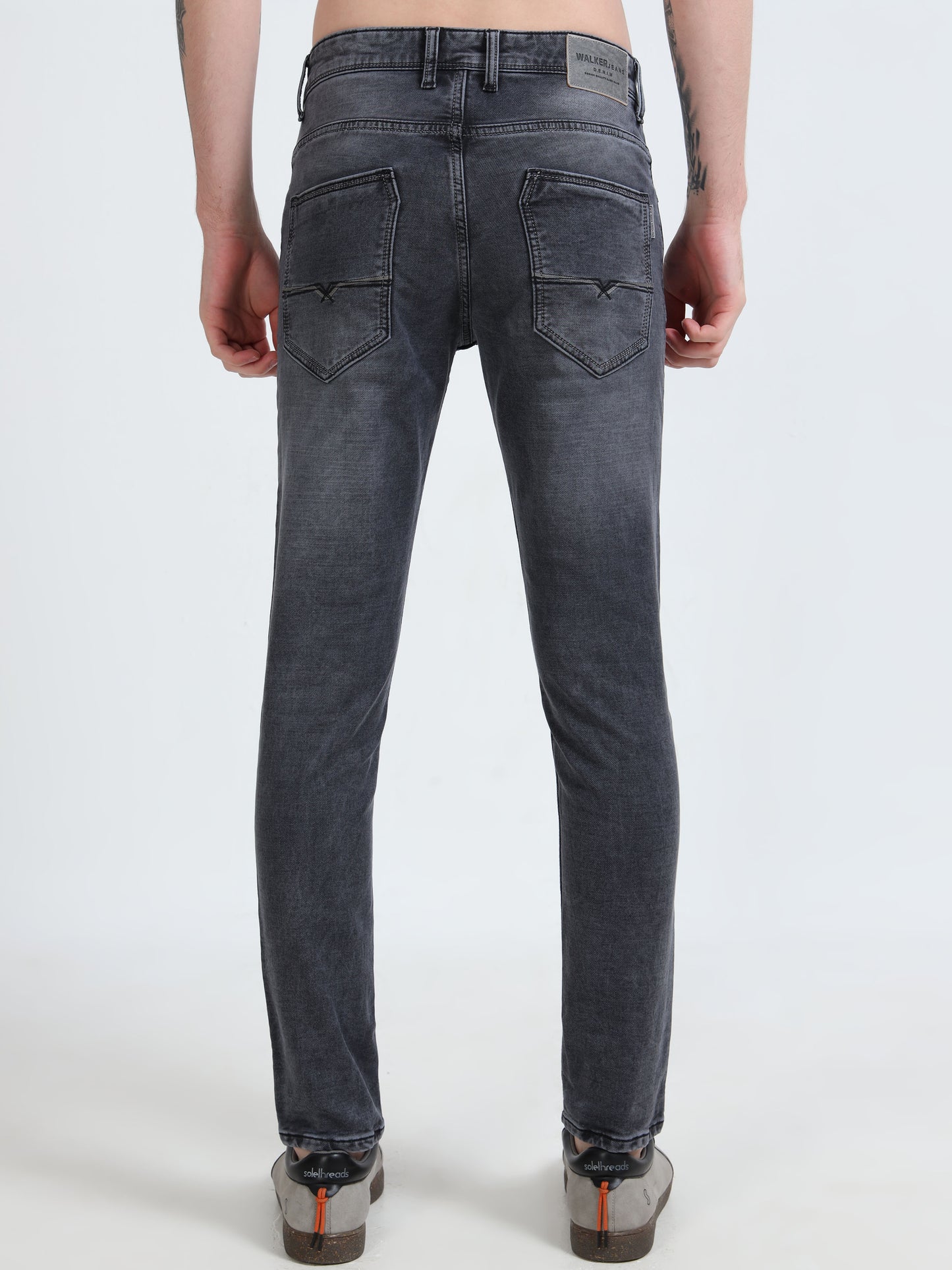 Heavy Fade Black Mid Rise Ankle Fit Denim