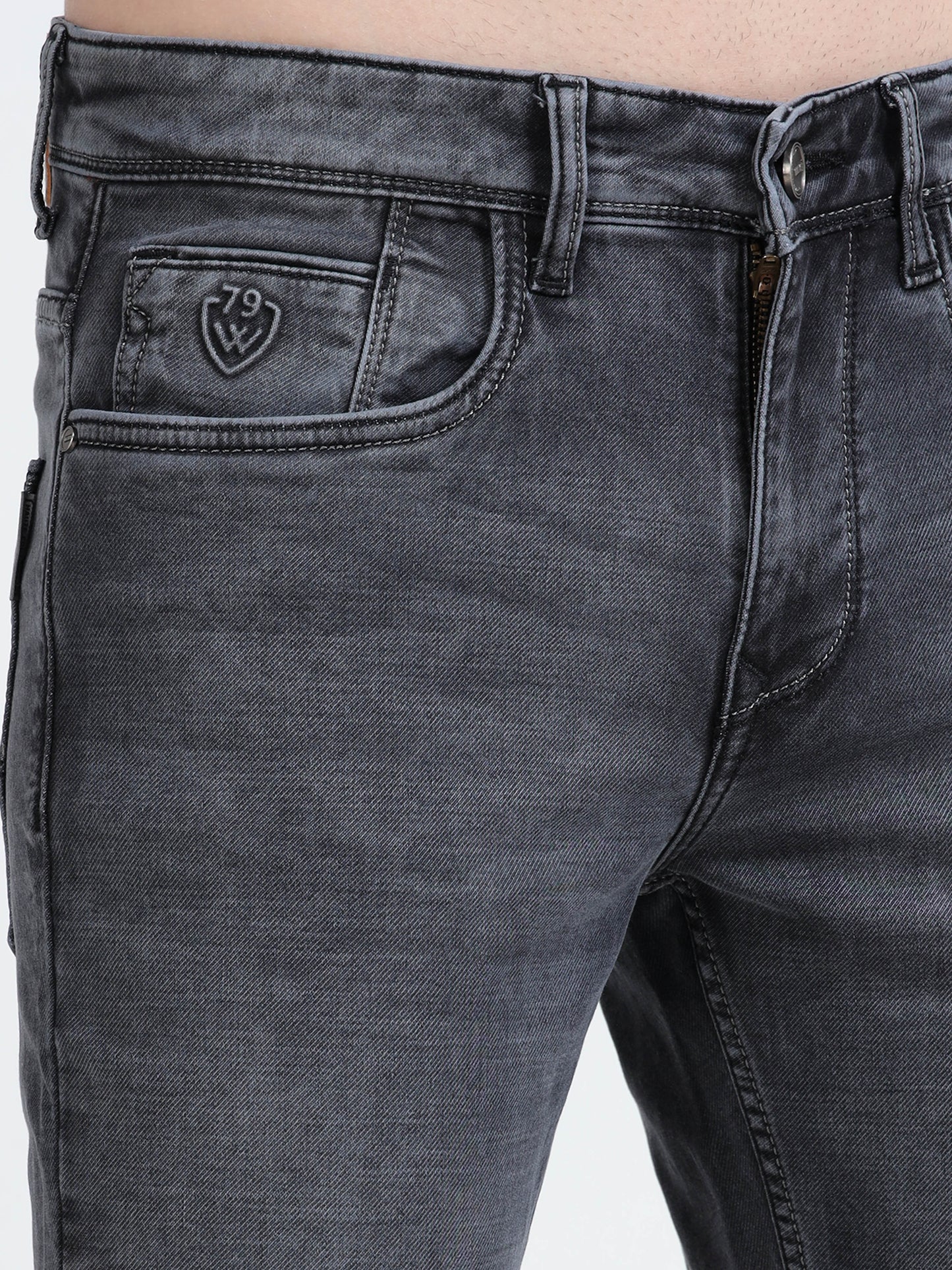 Heavy Fade Black Mid Rise Ankle Fit Denim