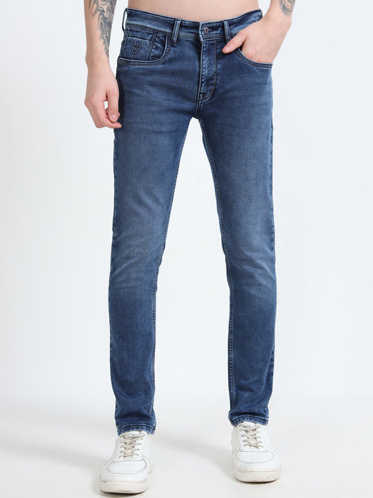 Navy Light Washed Ankle Fit Denim