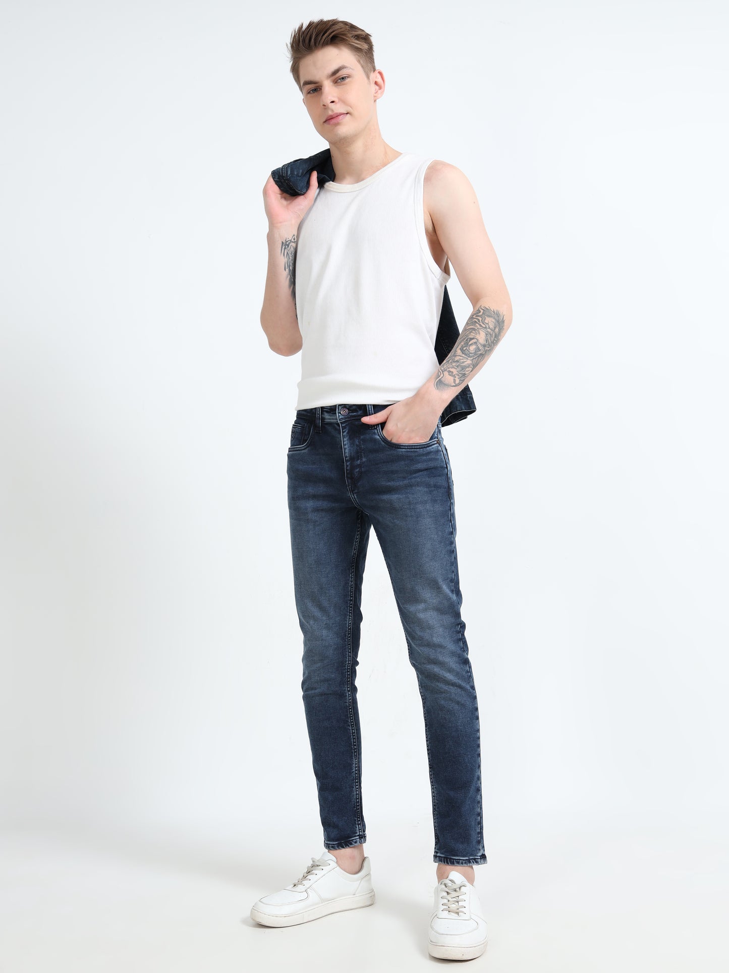 Blue washed Ankle Fit Denim
