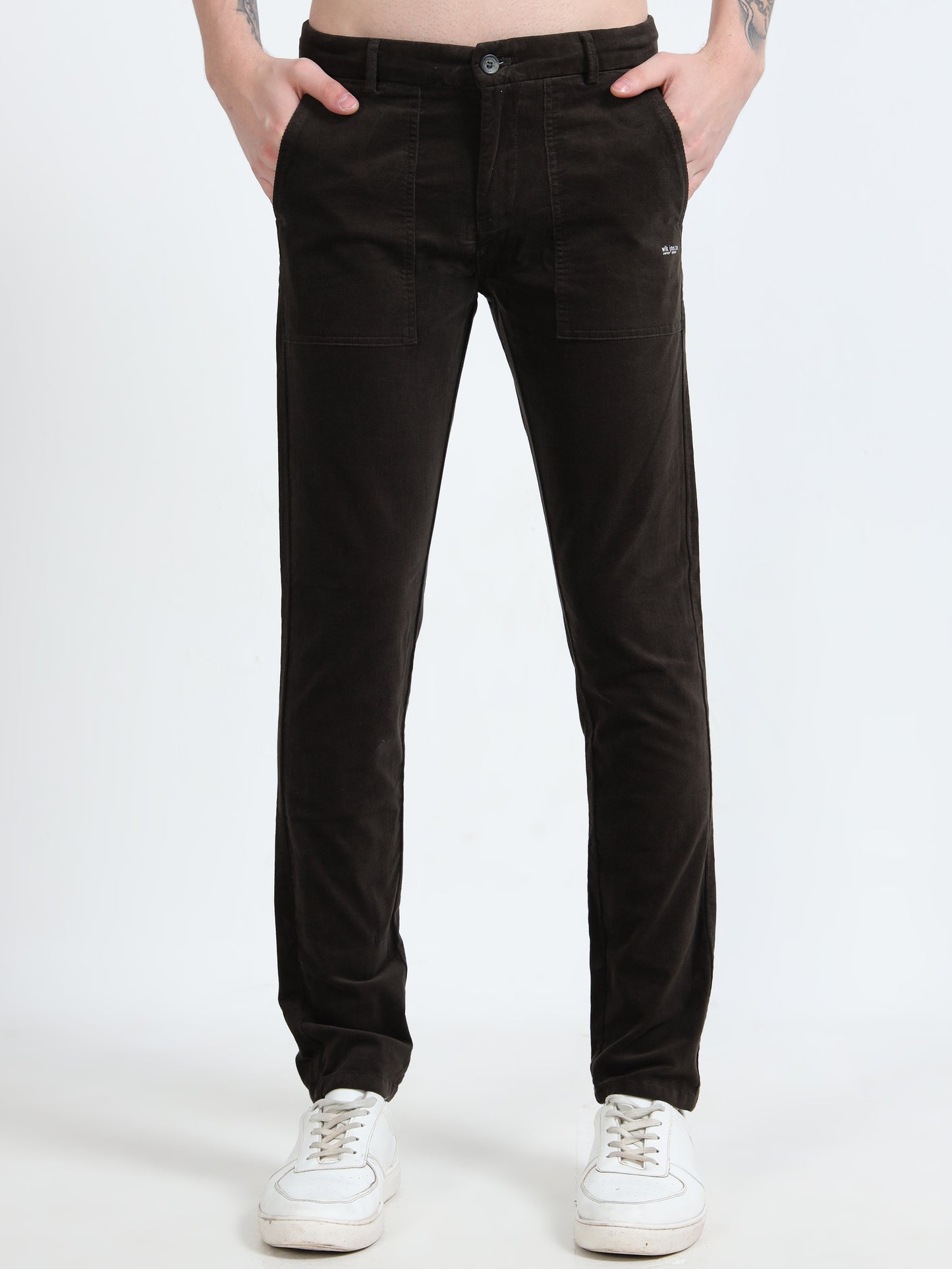 Men Black Printed Ankle Fit Casual Trousers