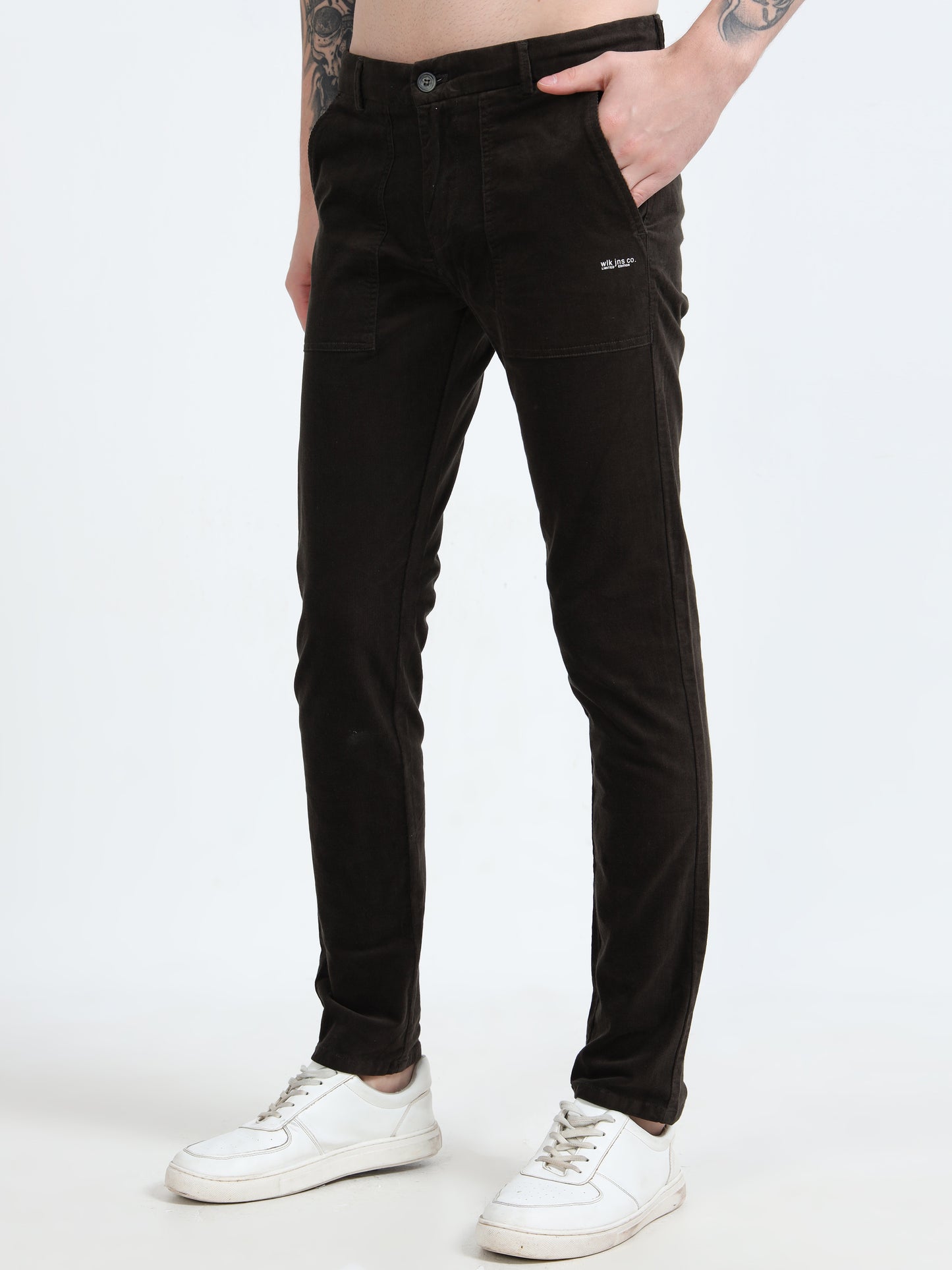 Men Black Printed Ankle Fit Casual Trousers