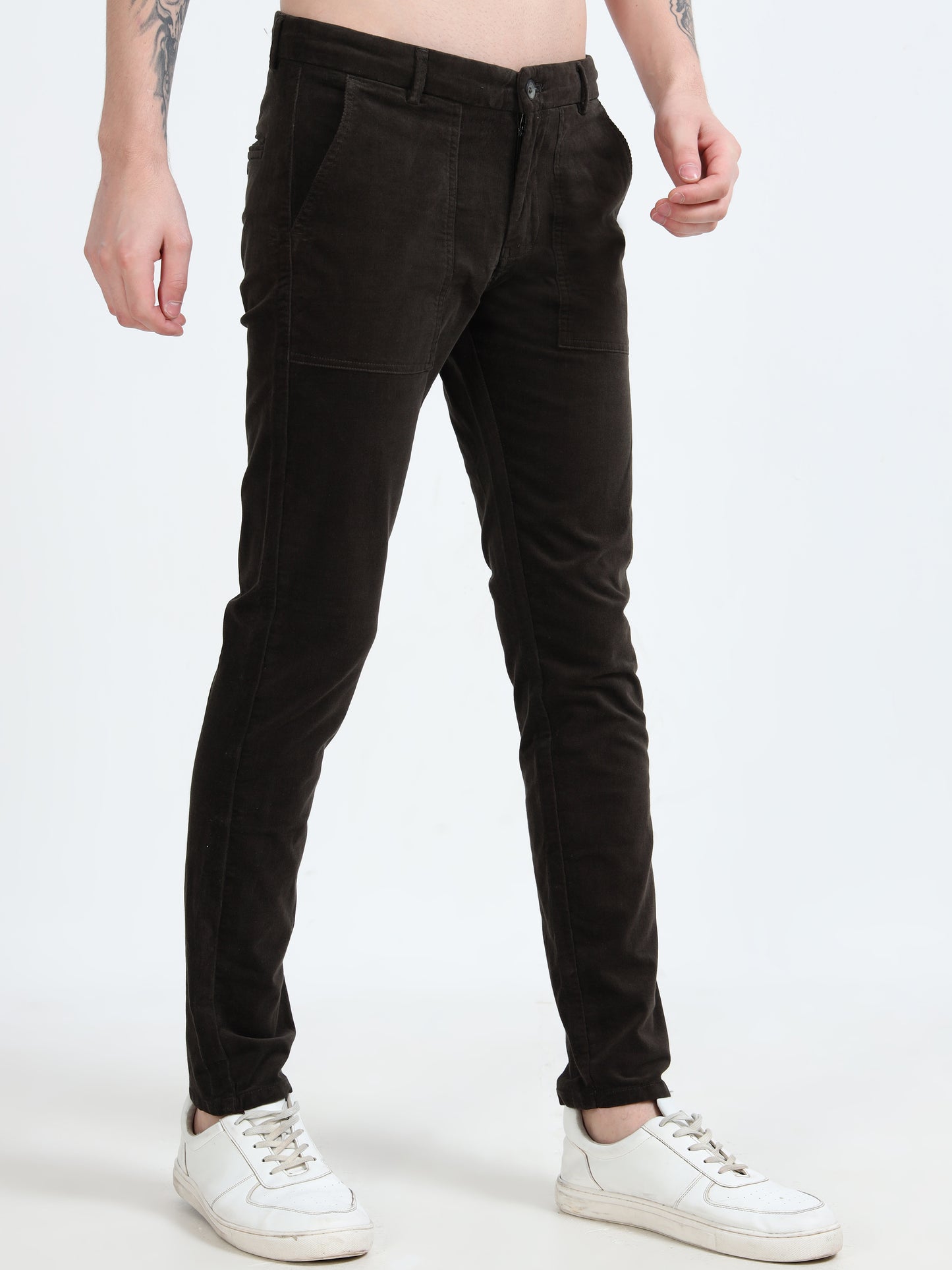 Men Black Printed Ankle Fit Casual Trousers