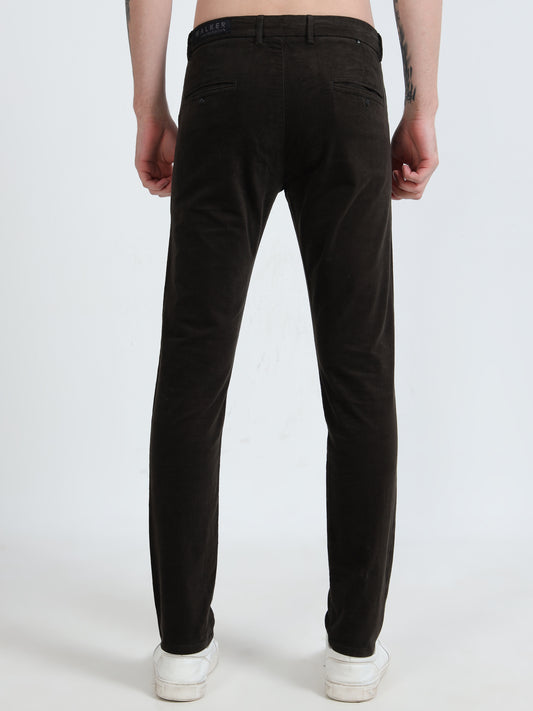 Men Black Printed Ankle Fit Casual Trousers