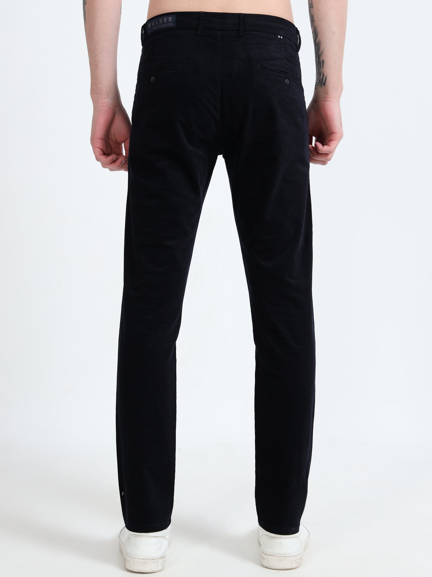 Men Black Printed Ankle Fit Casual Trousers