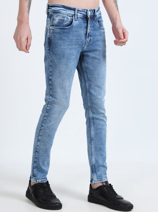 Men Frost Blue Relaxed Denim Ankle Jeans