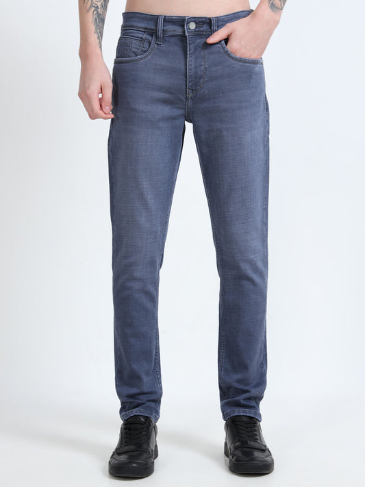 Men Blue Light Fade Ankle Fit Jeans