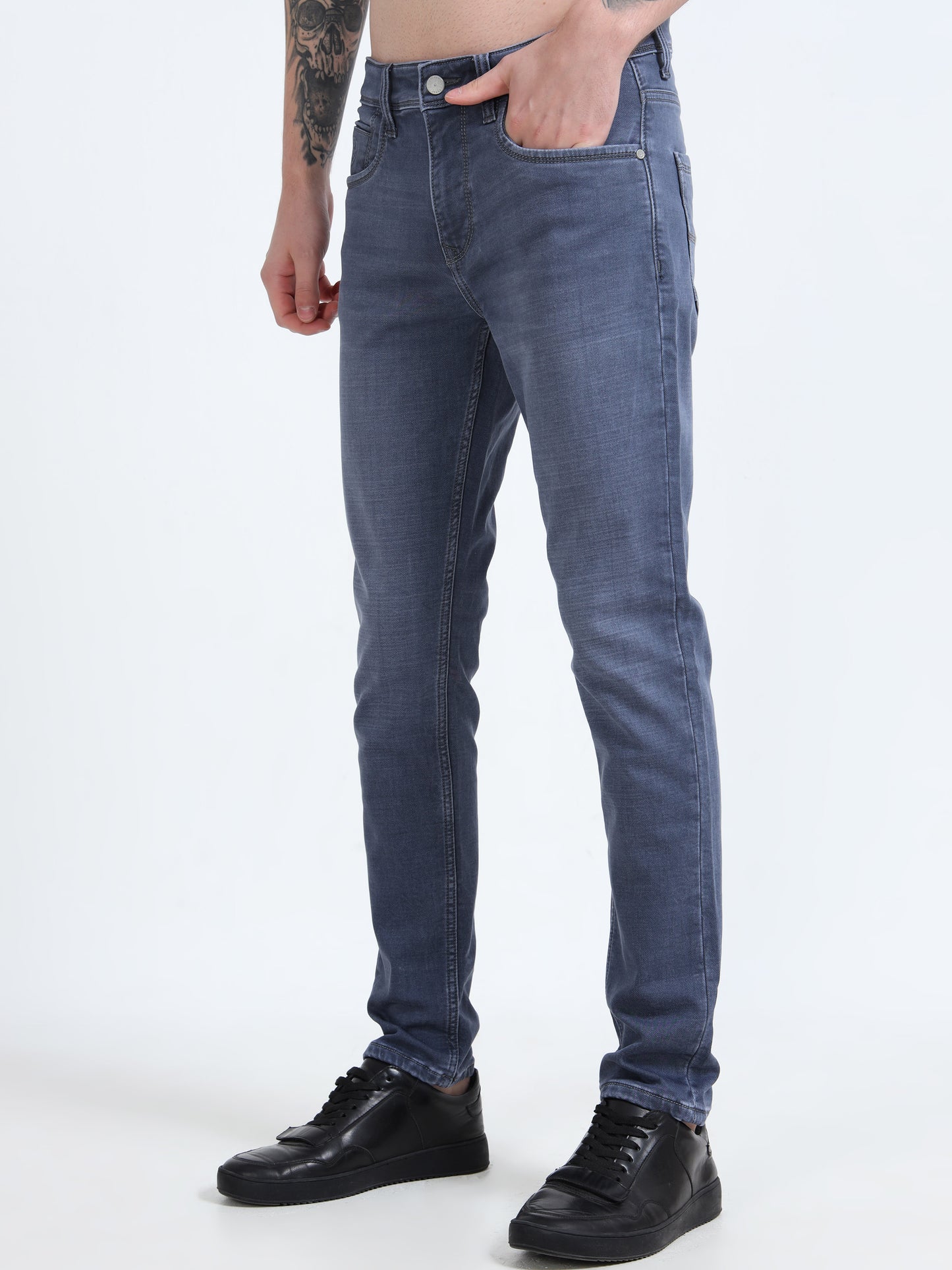 Men Blue Light Fade Ankle Fit Jeans