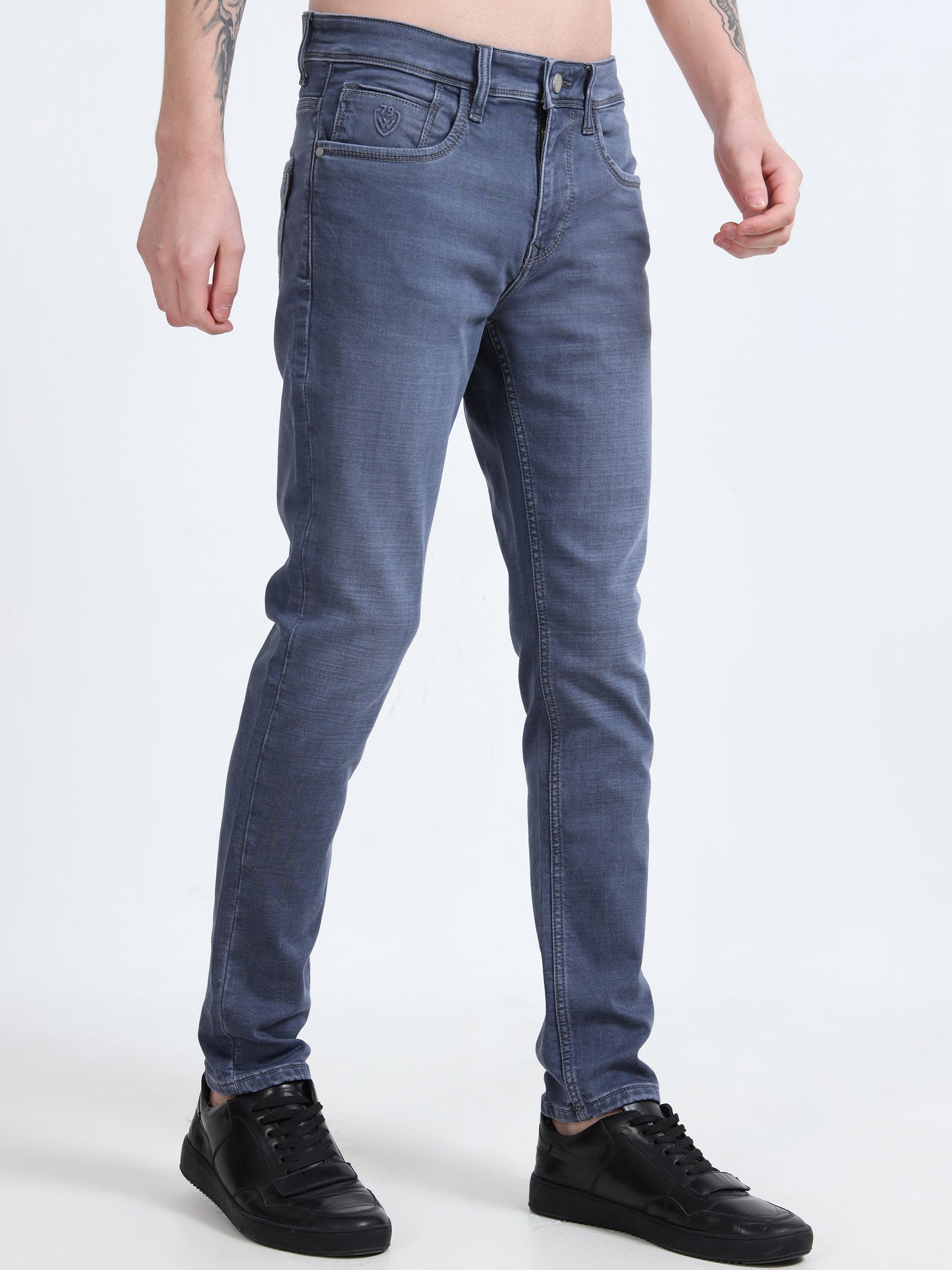 Men Blue Light Fade Ankle Fit Jeans