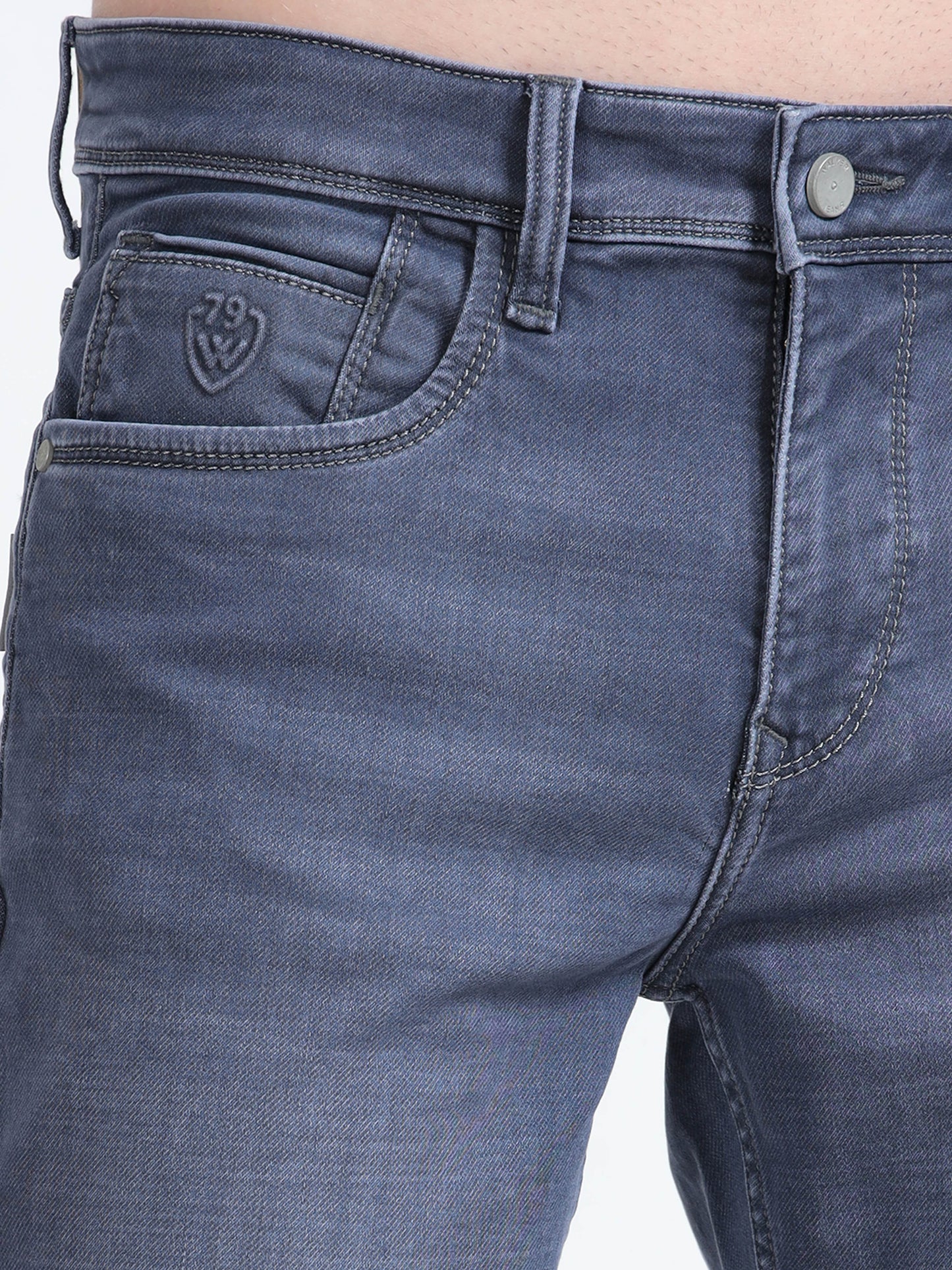 Men Blue Light Fade Ankle Fit Jeans