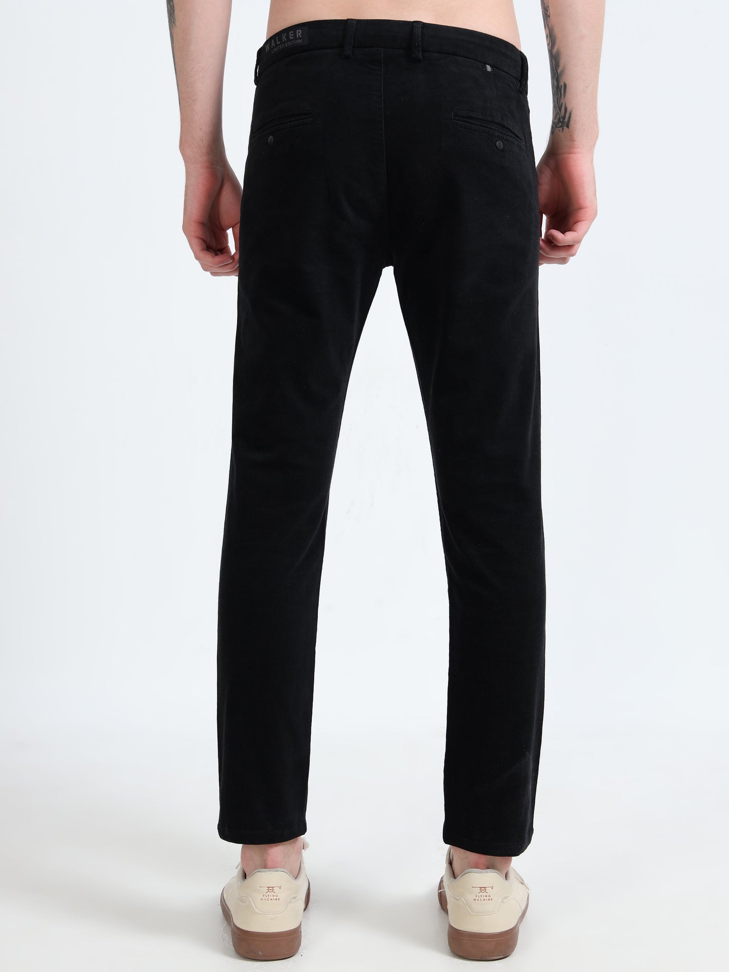 Mens Black Printed Casual Trousers