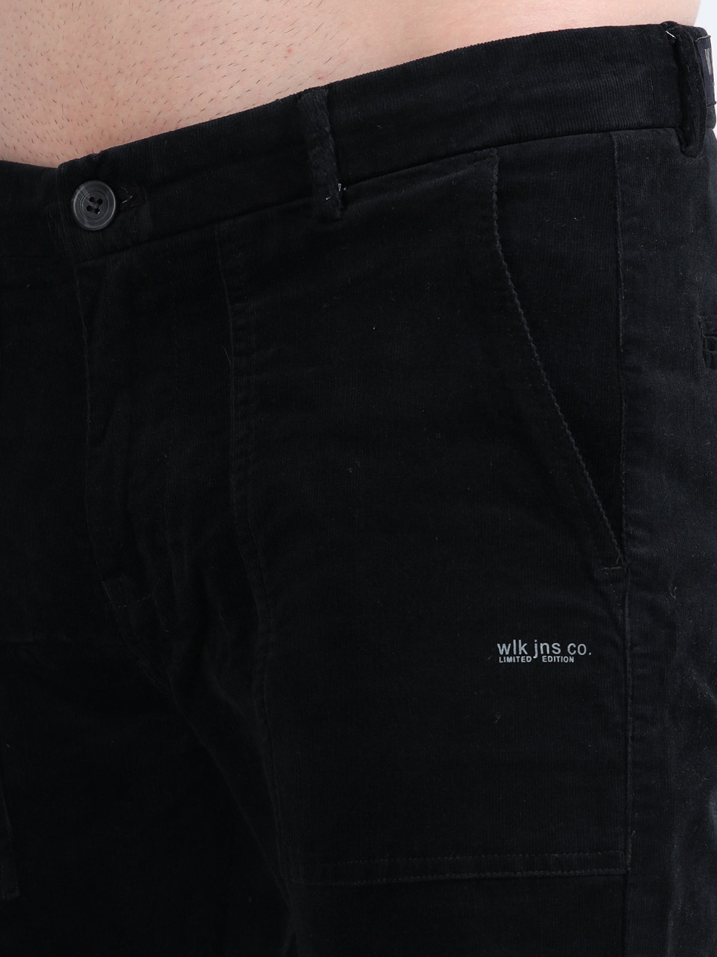 Mens Black Printed Casual Trousers