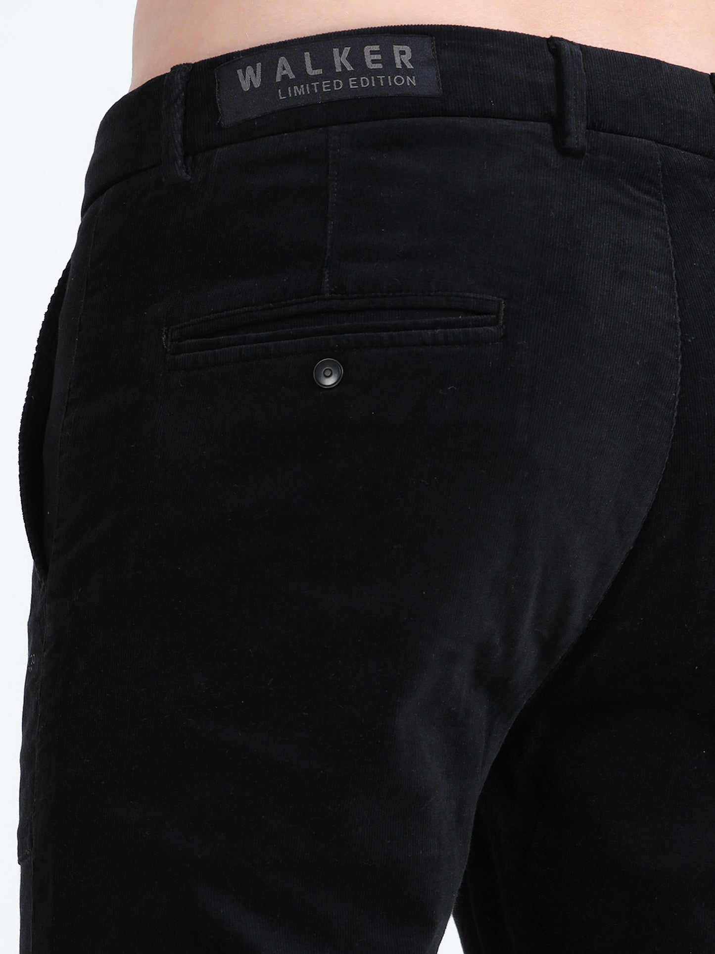 Mens Black Printed Casual Trousers